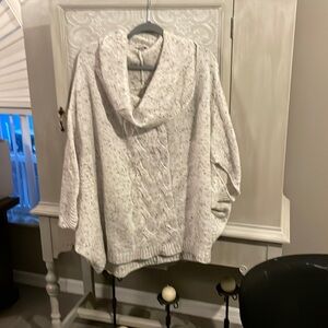 Cream Speckled Cowl-Neck Sweater